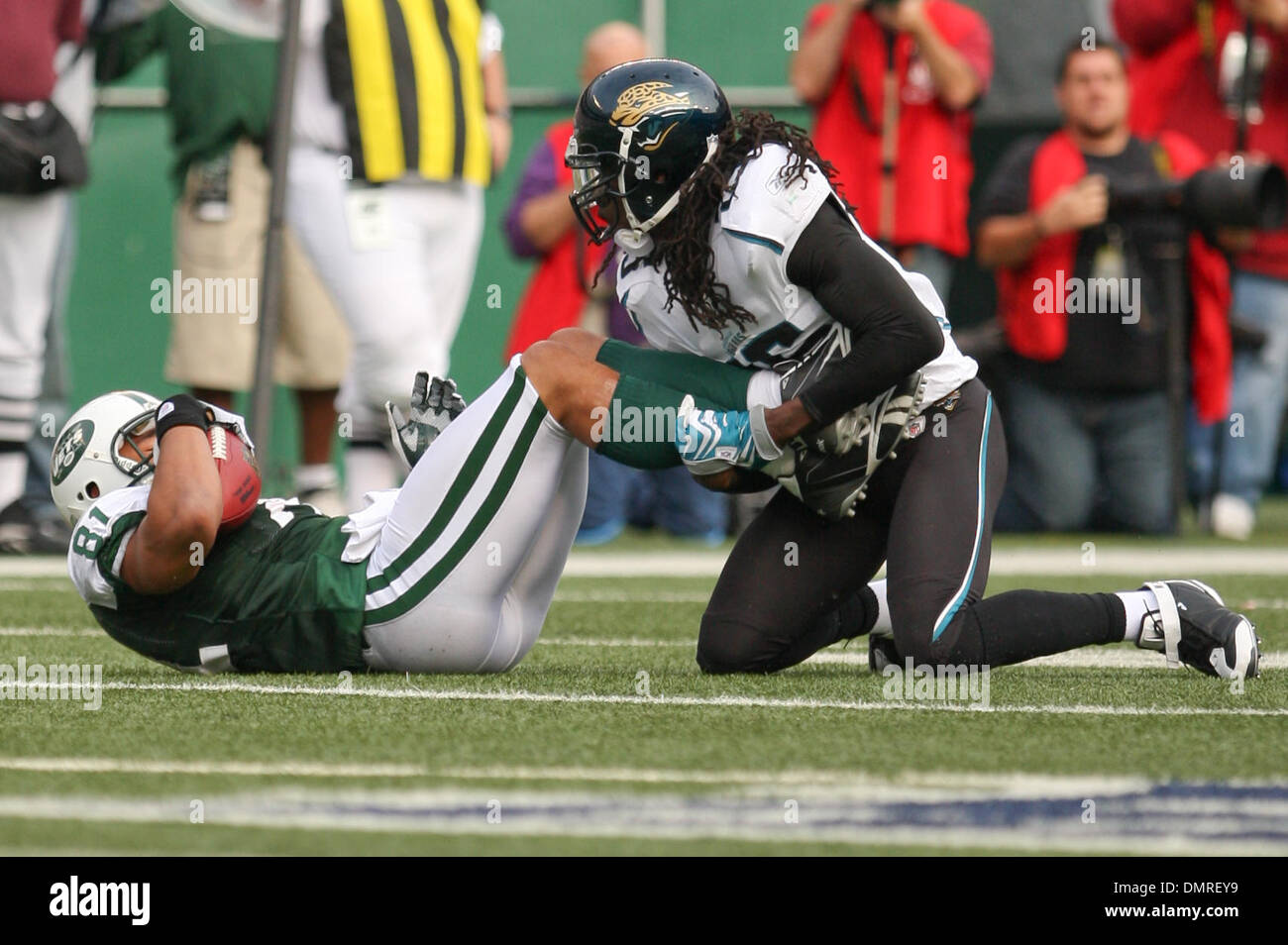 # 81 jets tight end Dustin Keller est présenté. Les jaguars défait les Jets 24-22 au Giants Stadium, Rutherford, New Jersey. (Crédit Image : © Anthony Gruppuso/ZUMApress.com) Southcreek/mondial Banque D'Images