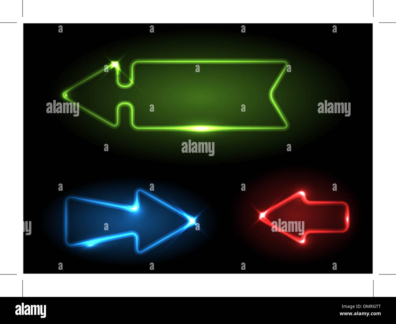 Vert, Bleu et rouge flèches fluo Illustration de Vecteur