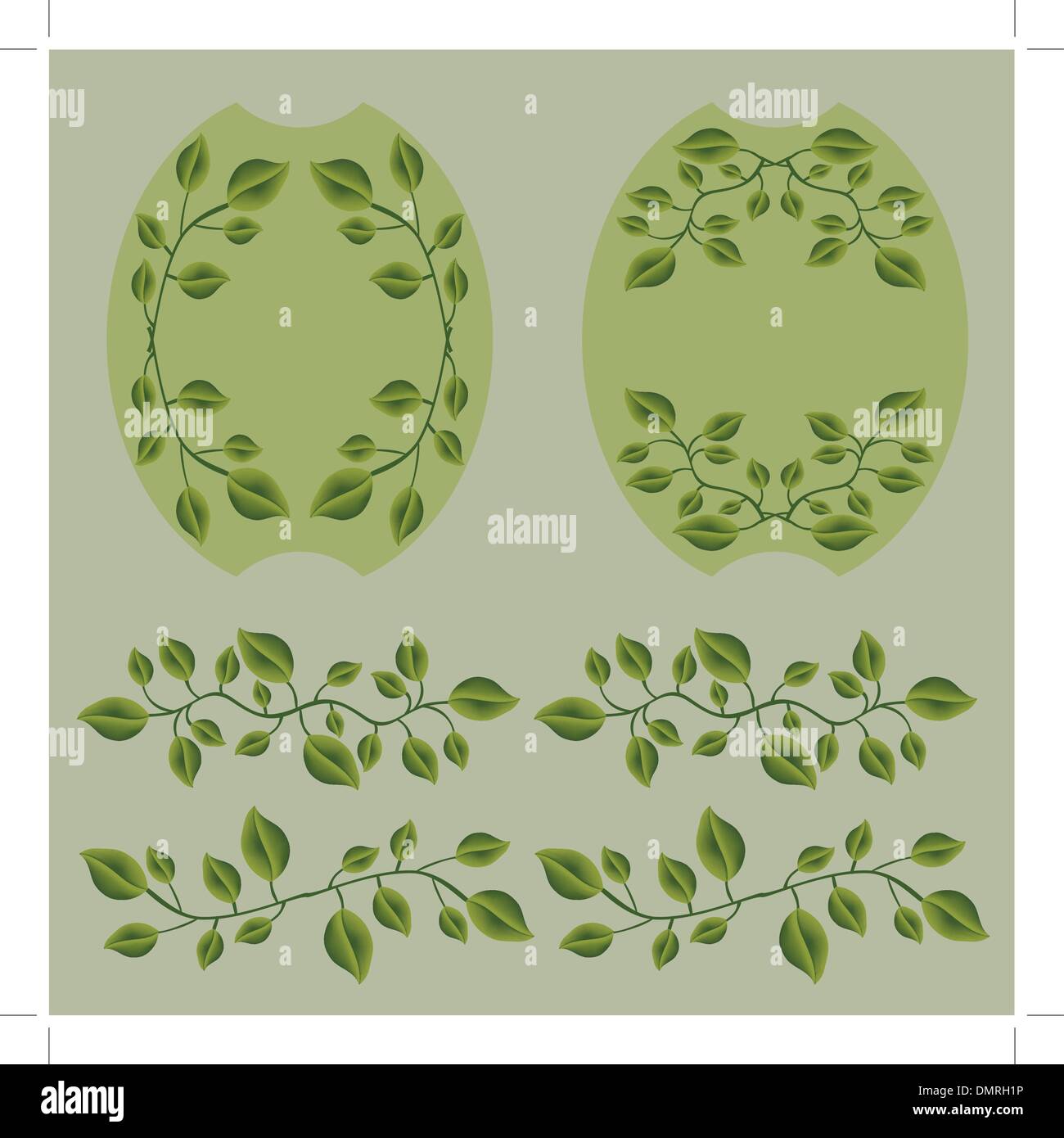 Branches d'olive avec les Leafs set Illustration de Vecteur