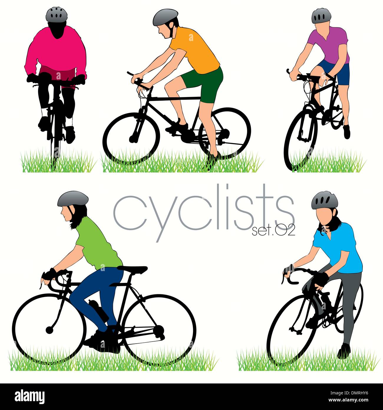 Jeu de silhouettes Bikers Illustration de Vecteur