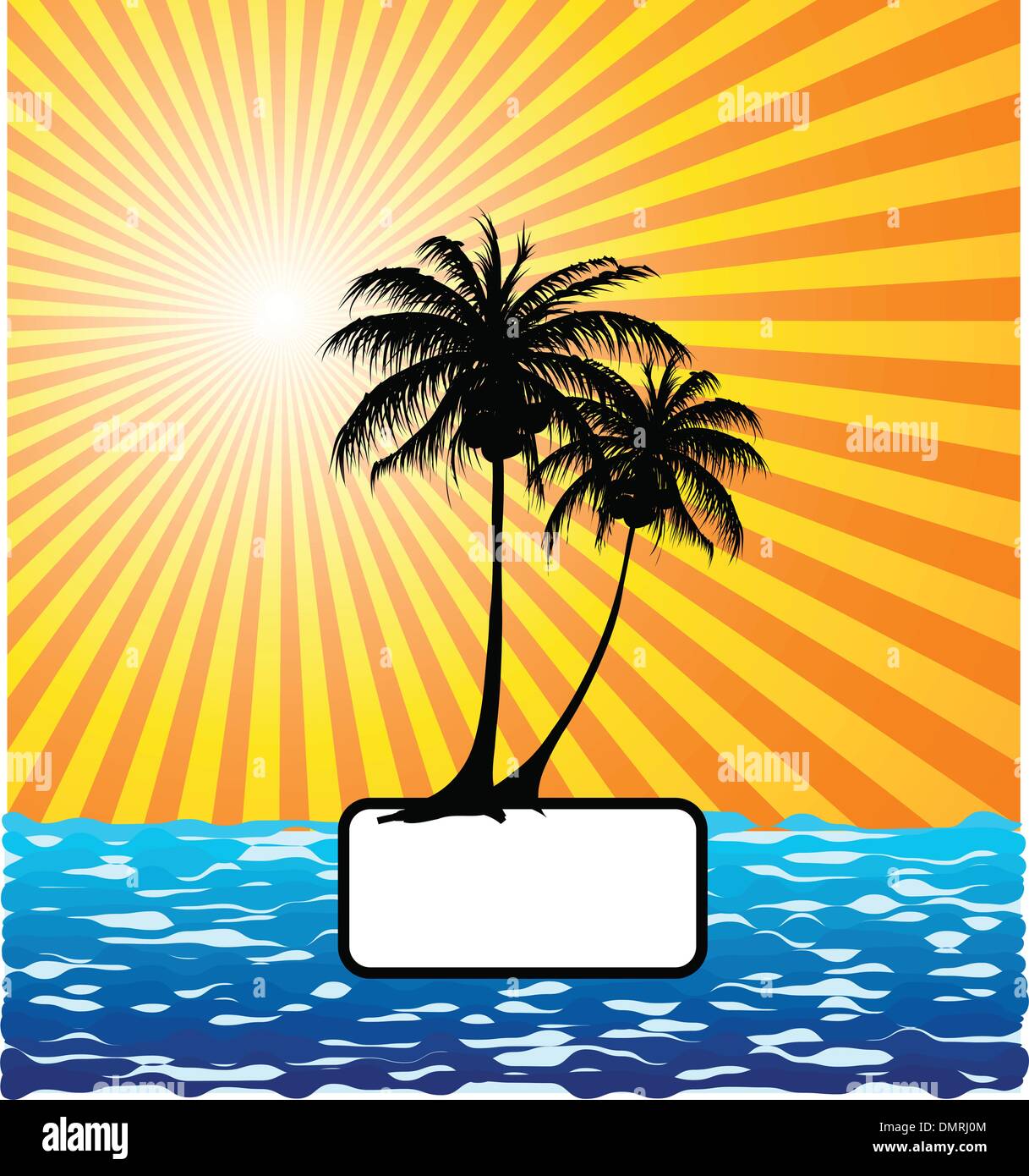 Soleil, palmiers et la mer Illustration de Vecteur