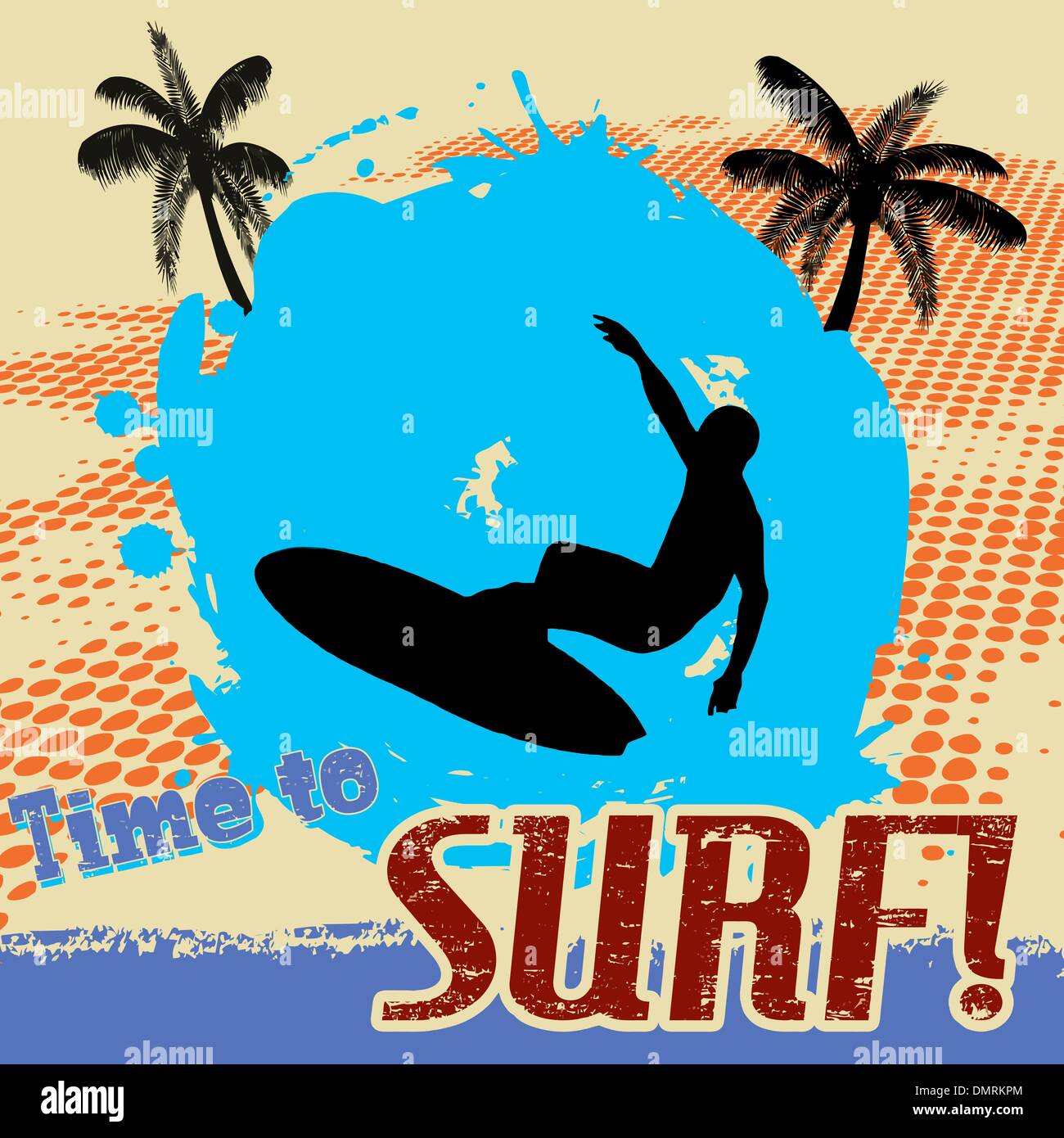 Le temps de poster de surf Illustration de Vecteur