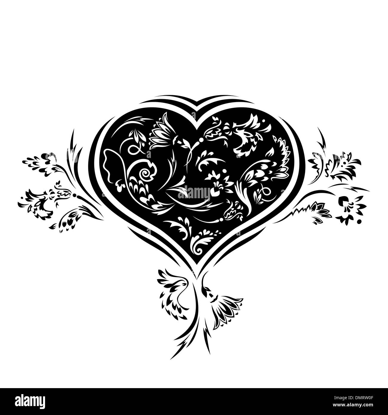 Carte amour floral. Coeur Illustration de Vecteur