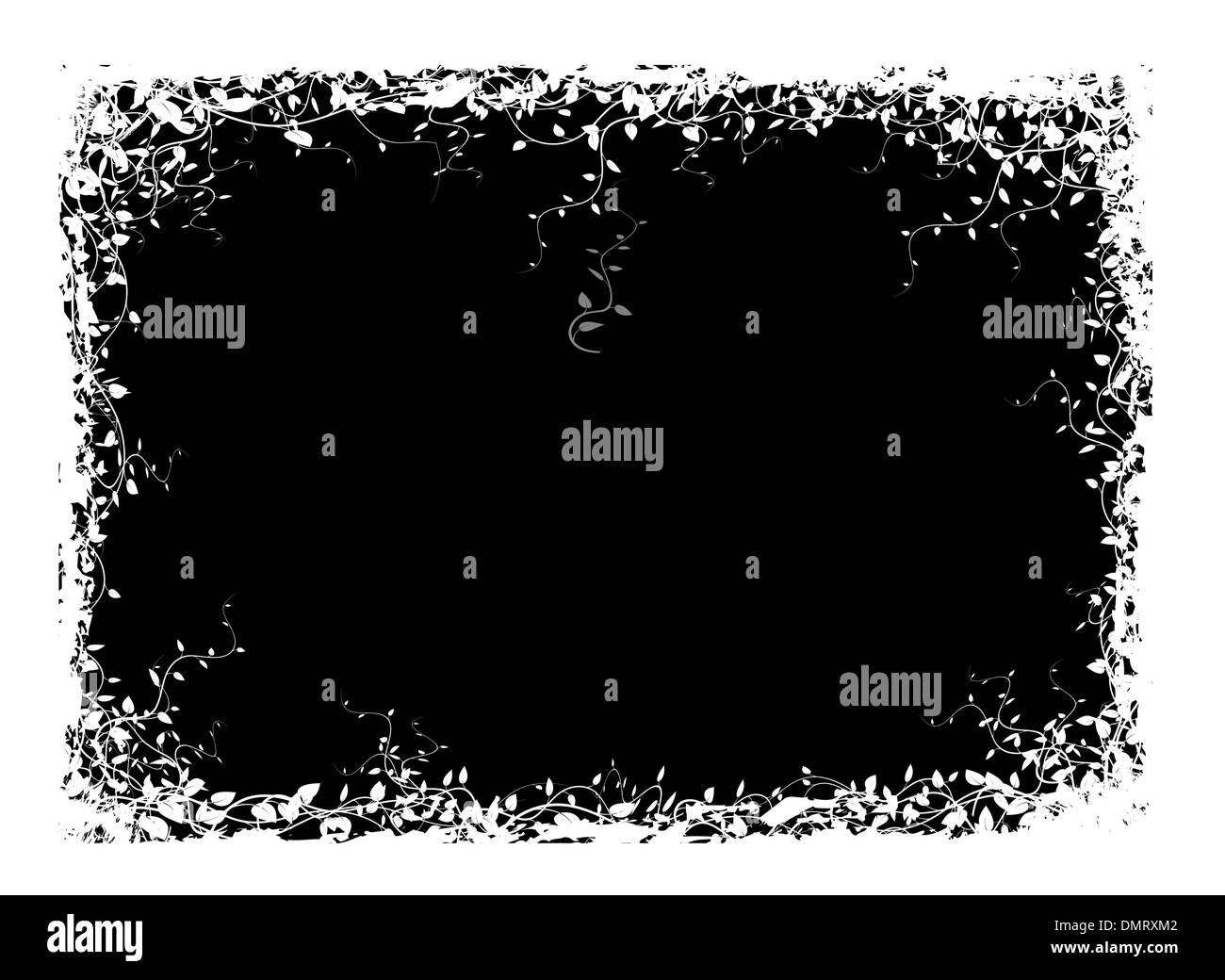 Abstract floral frame sur fond noir Illustration de Vecteur