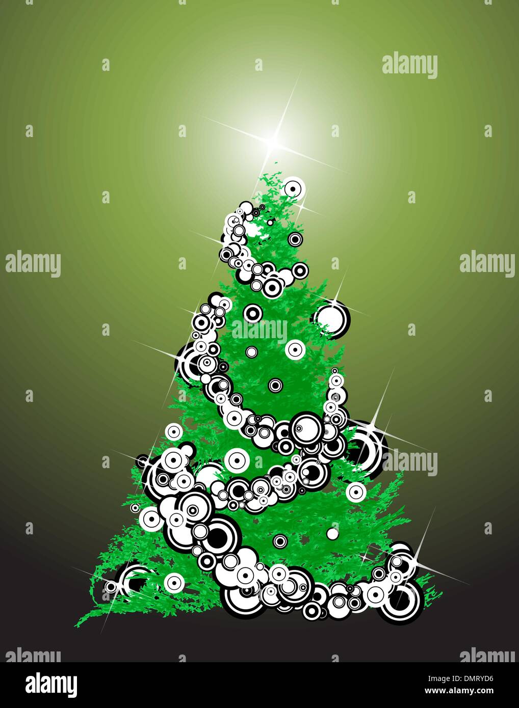 Résumé de l'arbre de Noël avec ses décorations Illustration de Vecteur