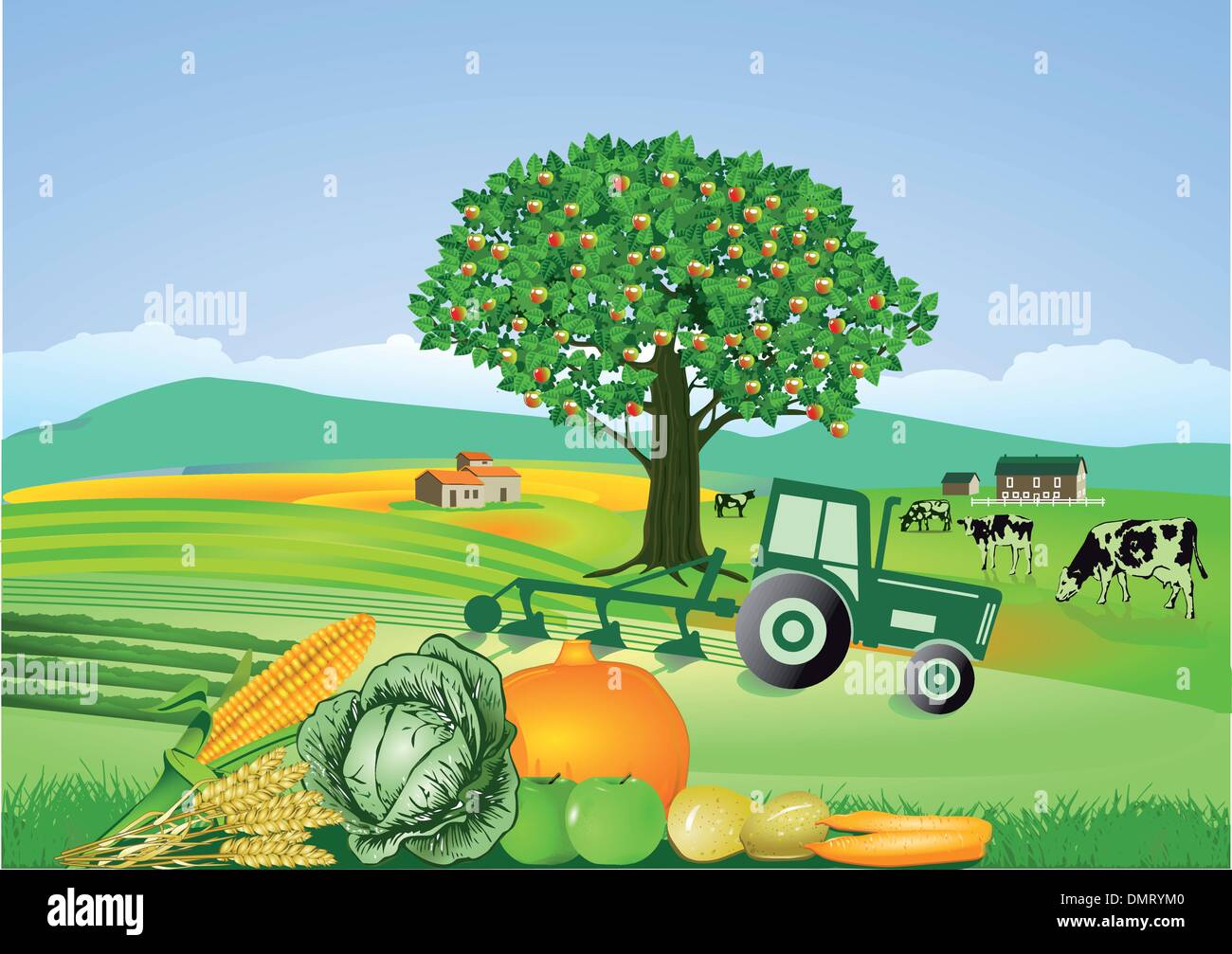 L'agriculture et de la récolte, l'action de grâce Illustration de Vecteur