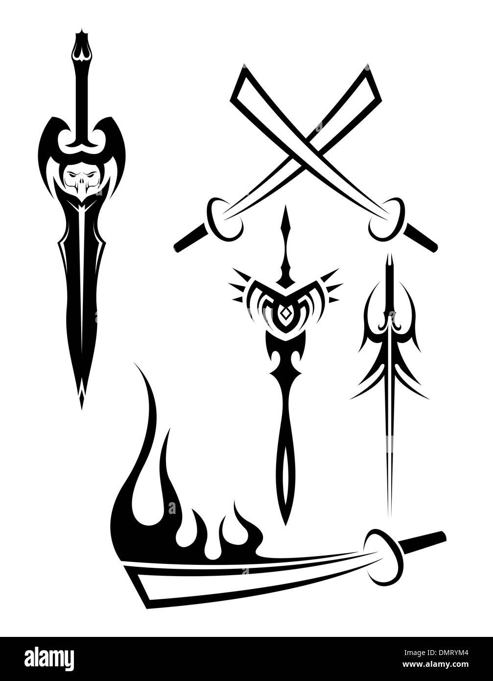 Arme tatouages noir et blanc Illustration de Vecteur