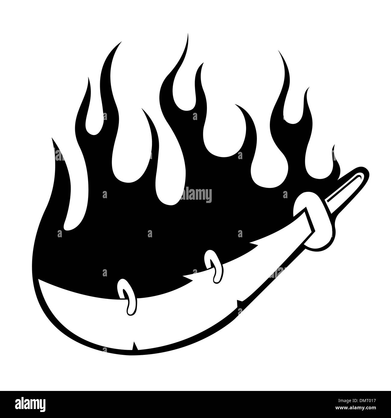 Épée de feu noir et blanc tatouage Illustration de Vecteur