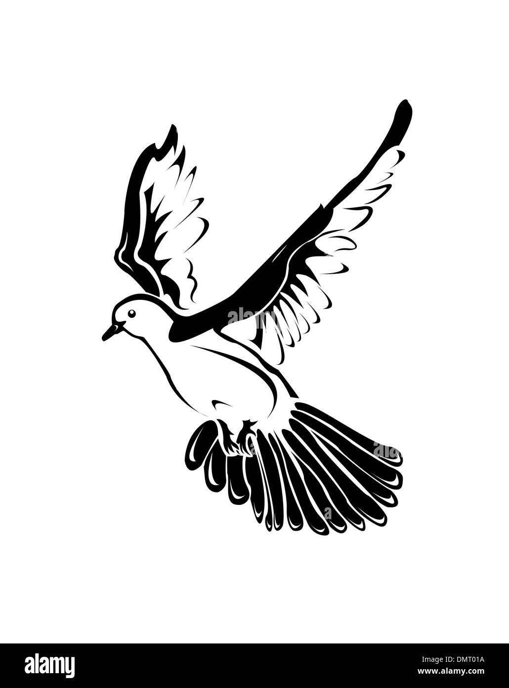 Noir et blanc pigeon Illustration de Vecteur