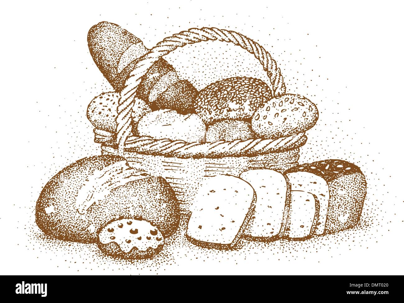 Produits de boulangerie dessinée à la main Illustration de Vecteur