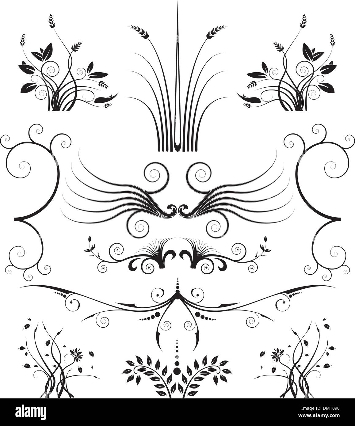 Éléments du vecteur floral dans des styles différents Illustration de Vecteur