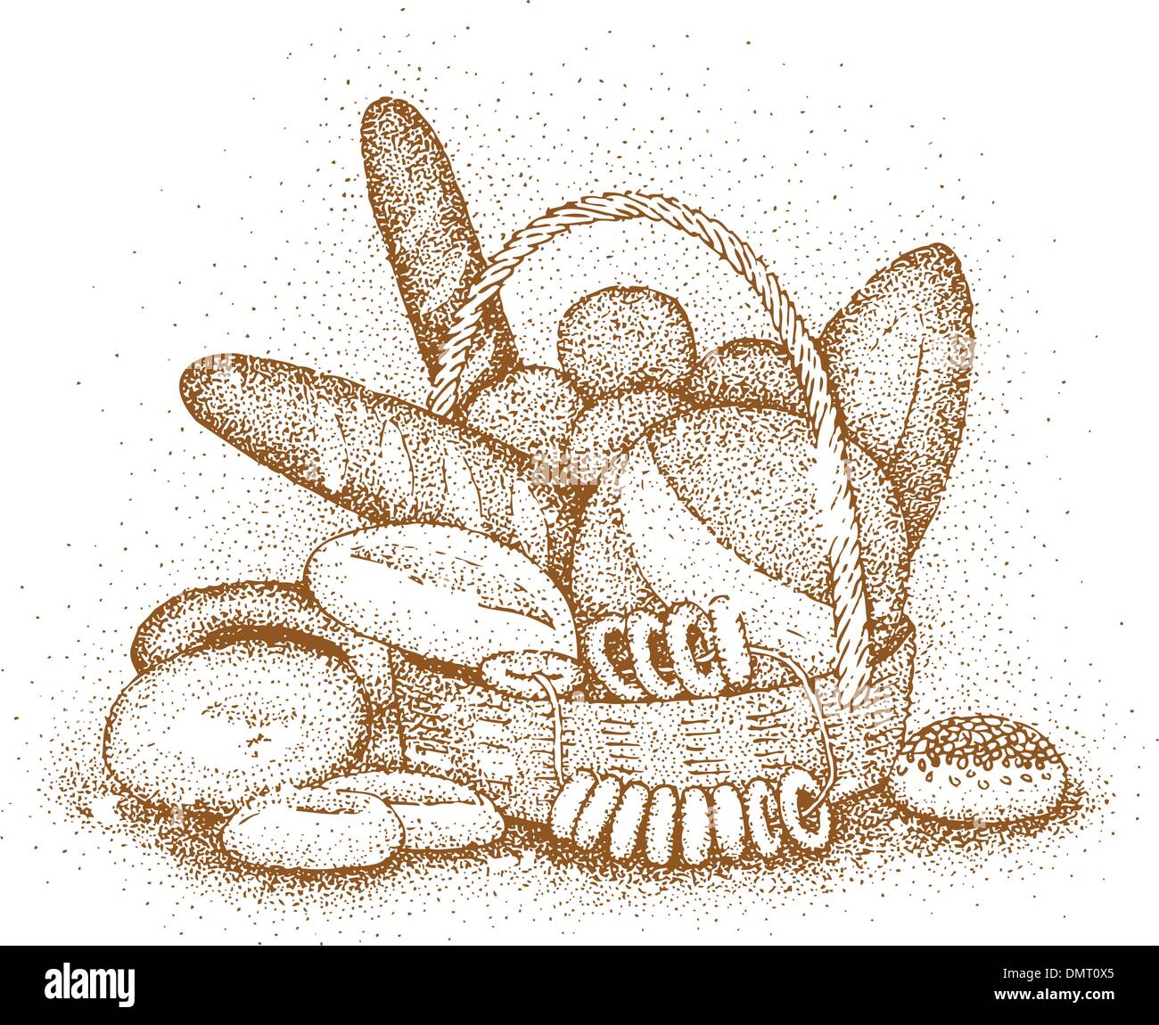 Produits de boulangerie illustration dessinée à la main Illustration de Vecteur