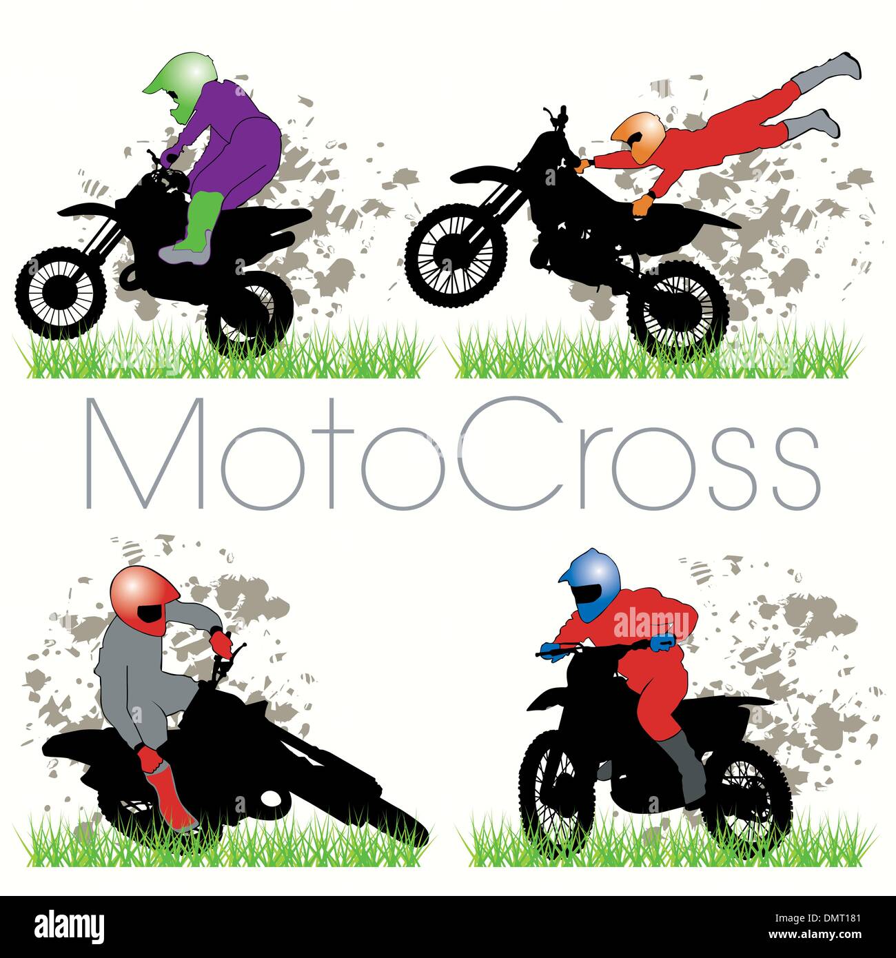 Jeu de silhouettes de motocross Illustration de Vecteur
