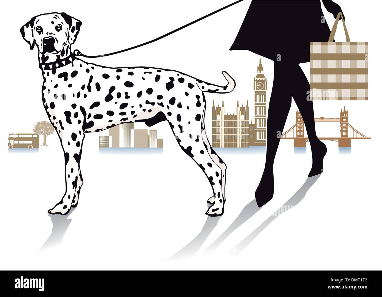 Marcher avec Dalmatiens Illustration de Vecteur