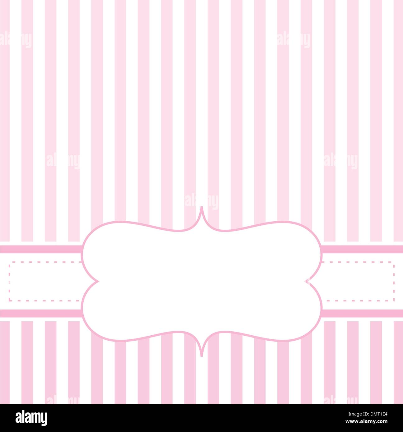 Pink valentines carte vecteur ou de mariage avec des rayures blanches sur fond rose mignon Illustration de Vecteur
