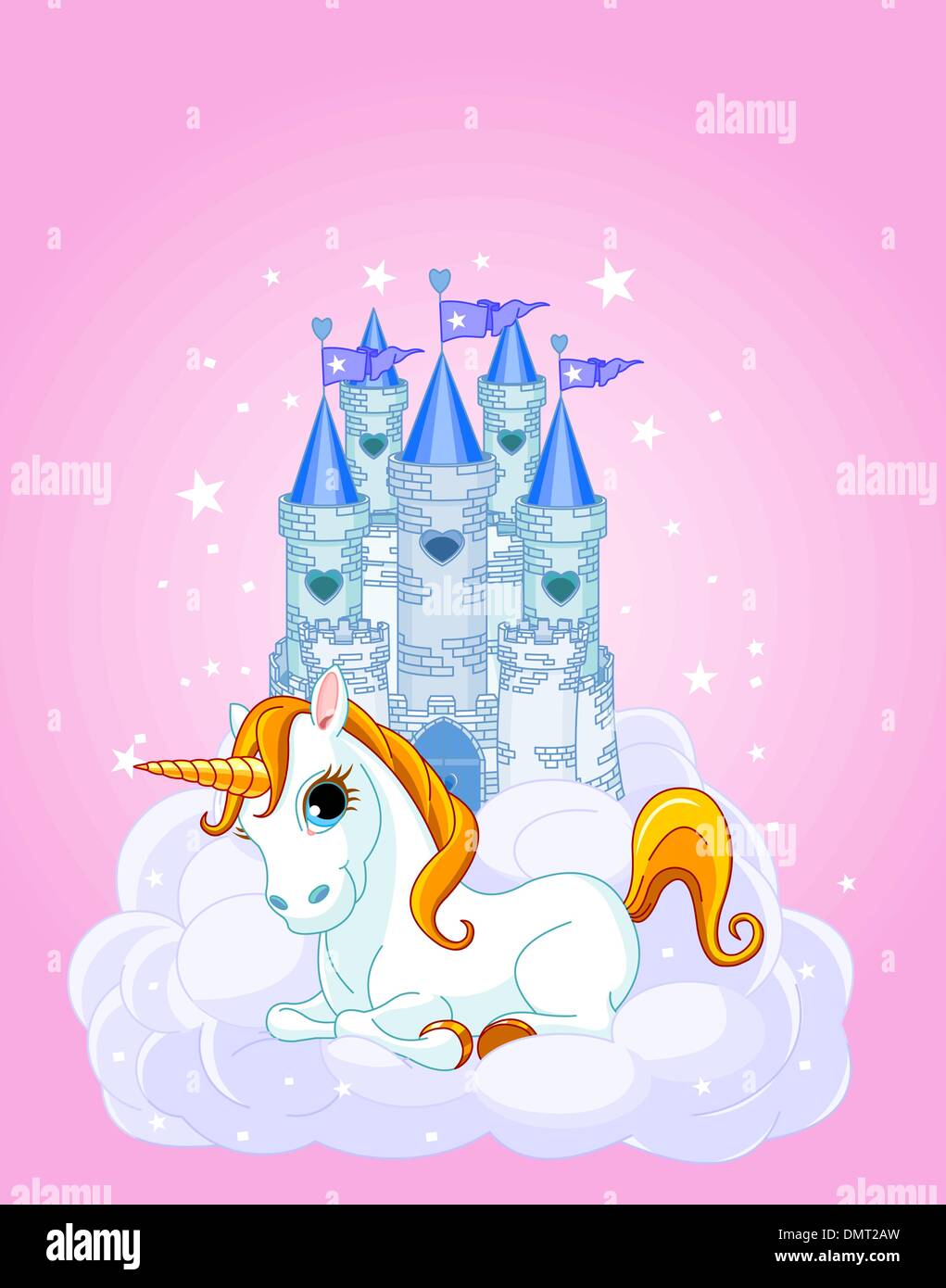 Sky Castle et unicorn Illustration de Vecteur