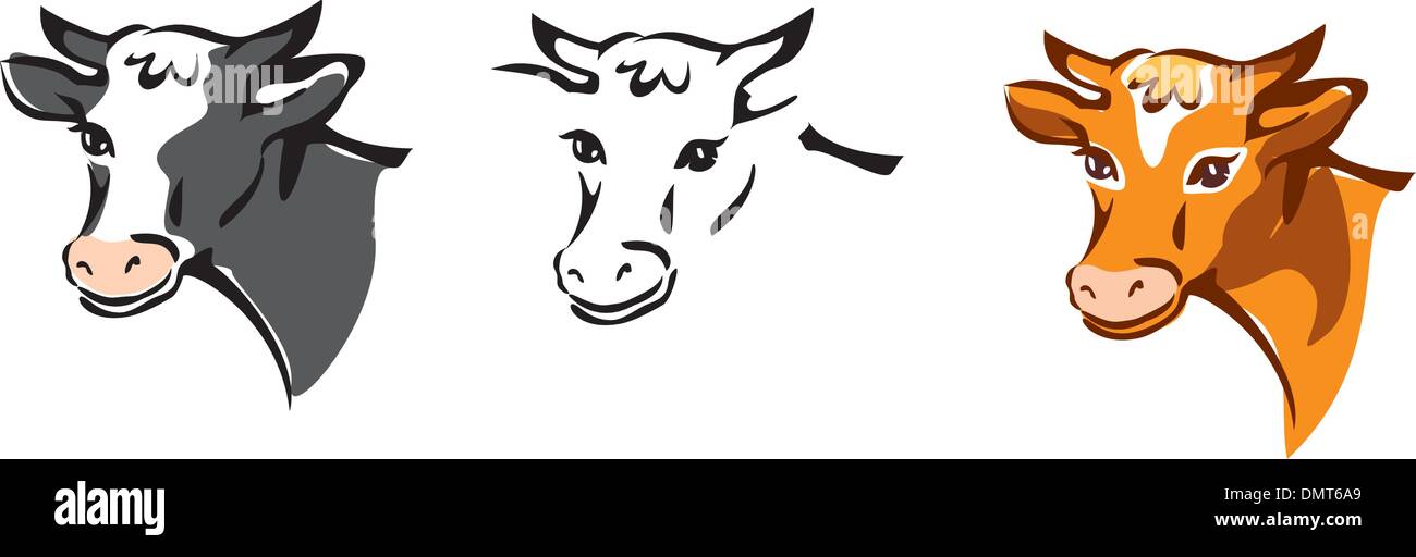 Ensemble d'icônes de vache, vector illustration Illustration de Vecteur