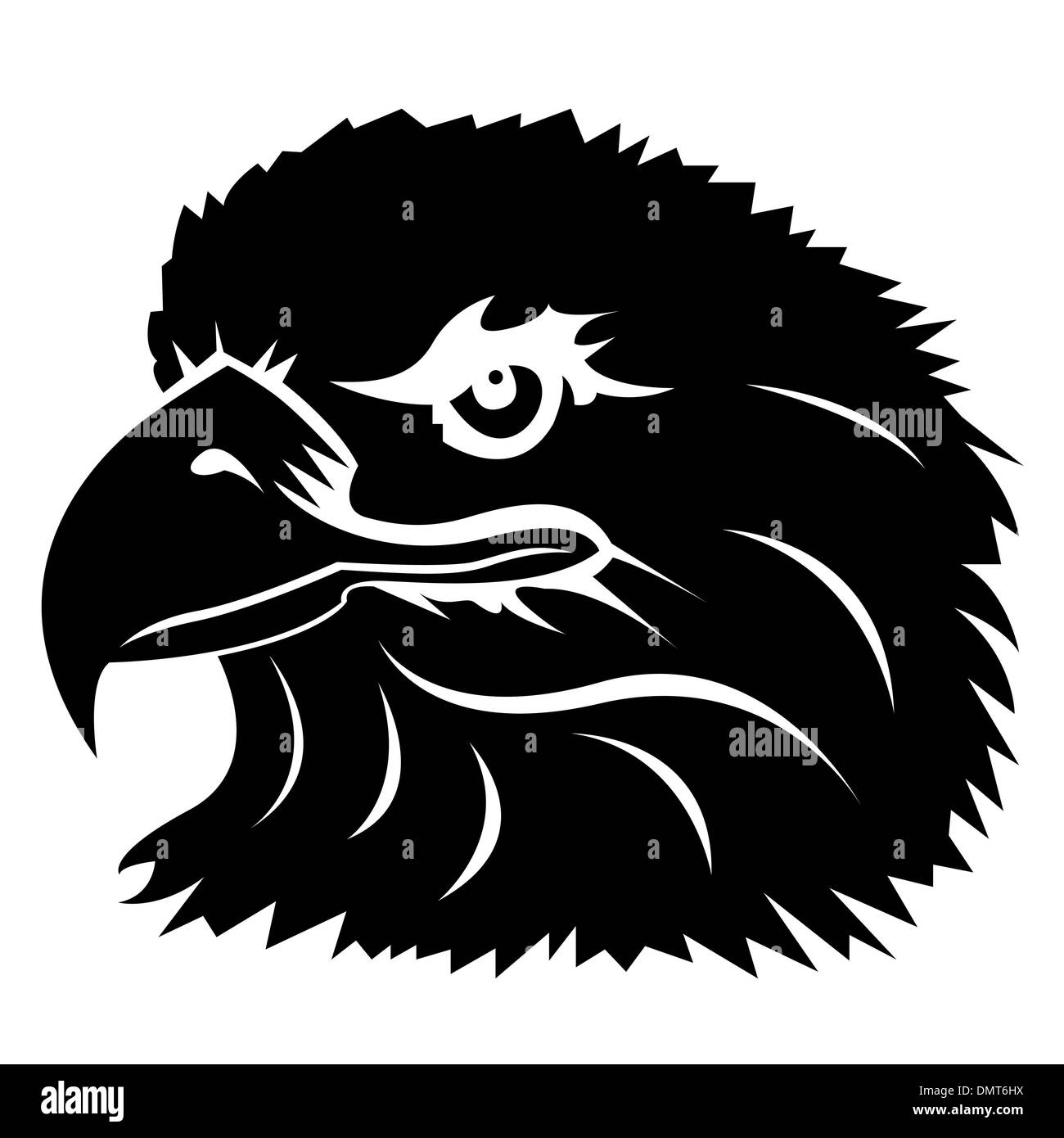 Chef de l'aigle noir et blanc tatouage Illustration de Vecteur