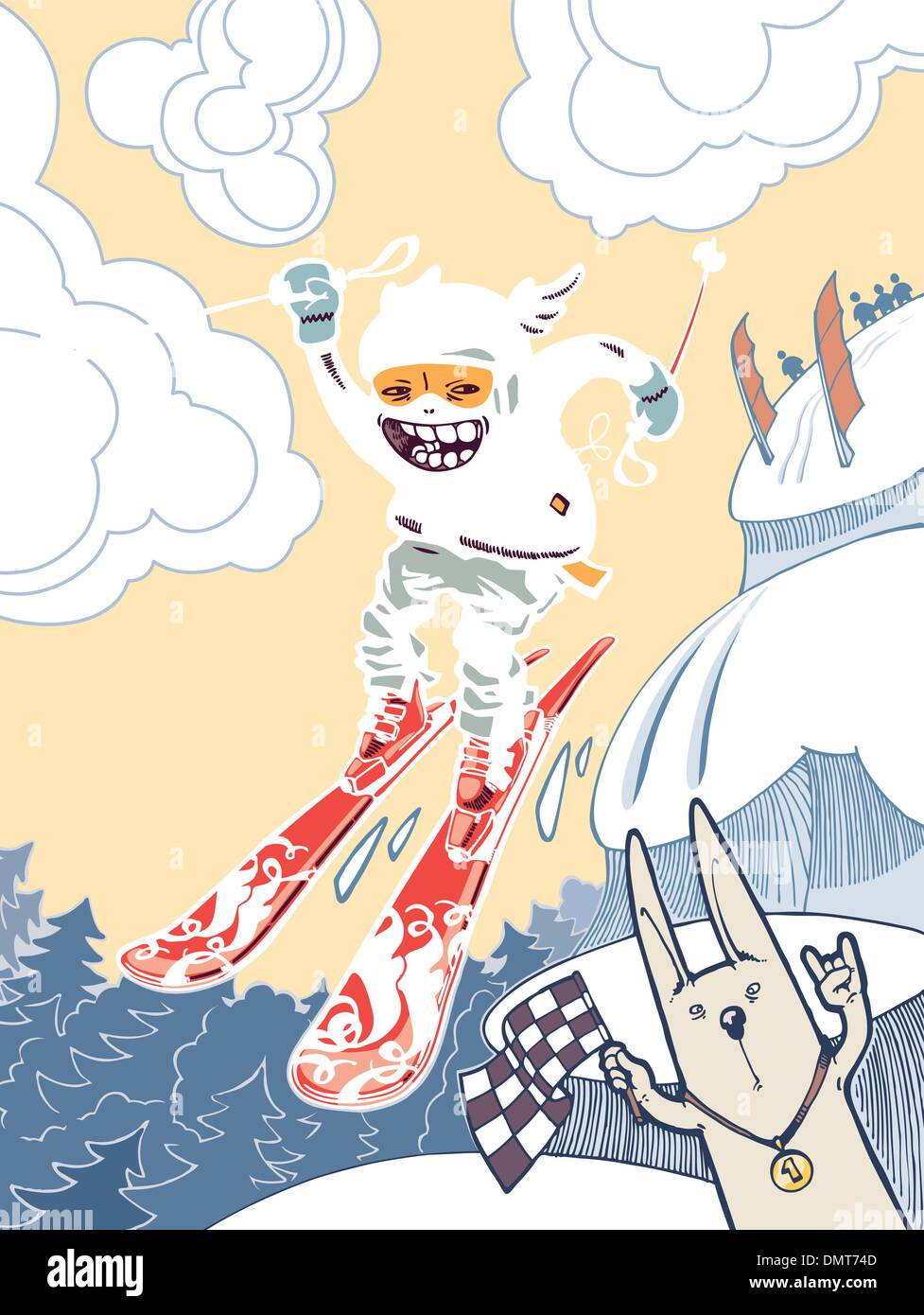 Brave Freerider Ski Illustration de Vecteur