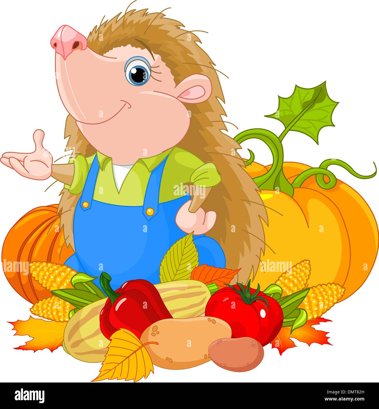 Hedgehog avec harvest Illustration de Vecteur