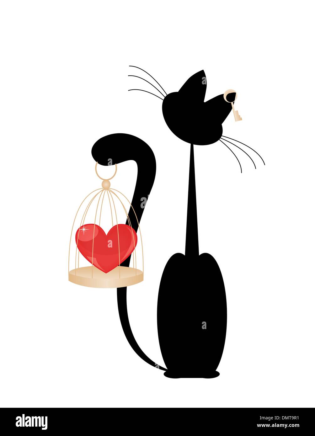 Chat et coeur Illustration de Vecteur
