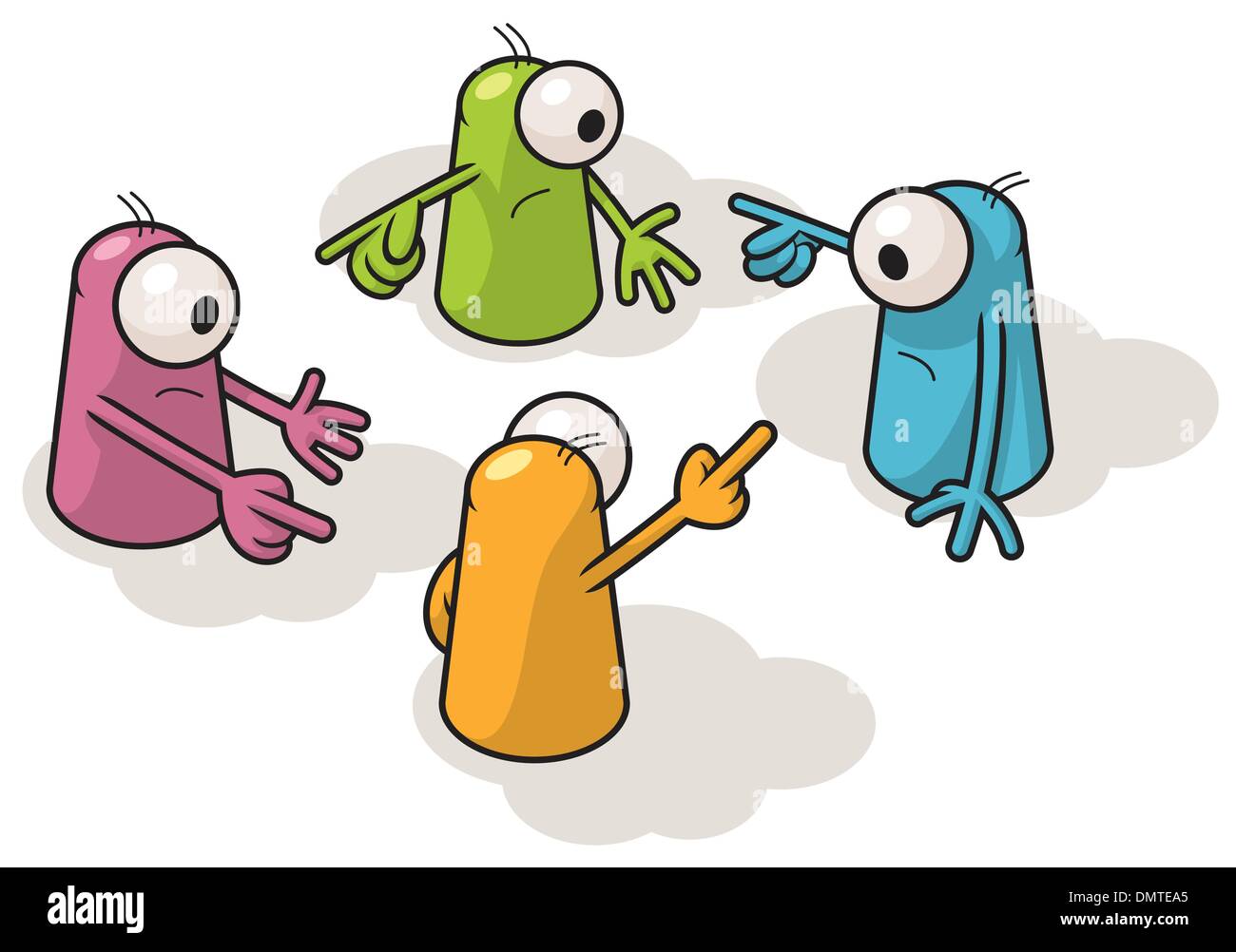 Quatre créatures colorées Illustration de Vecteur
