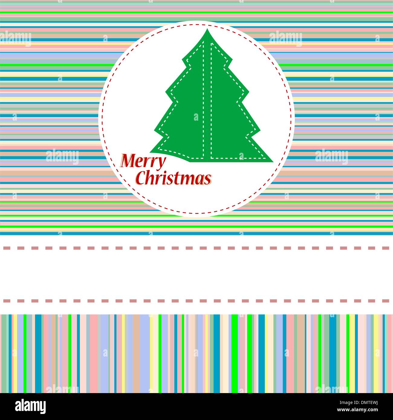 Illustration en couleur vert sapin de Noël décoré avec Illustration de Vecteur