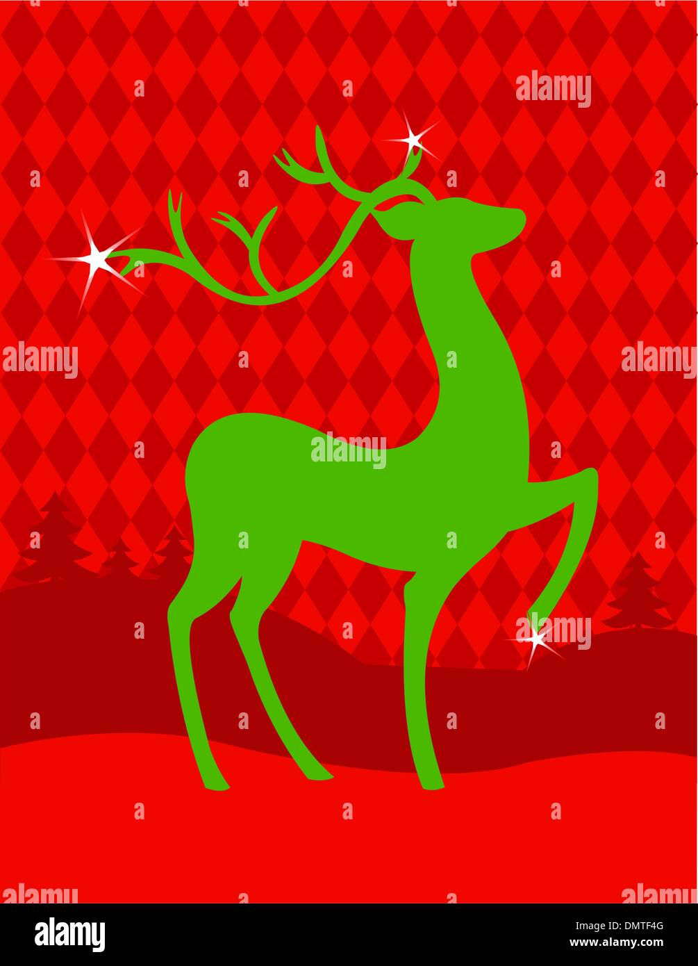 Noël vert deer Illustration de Vecteur
