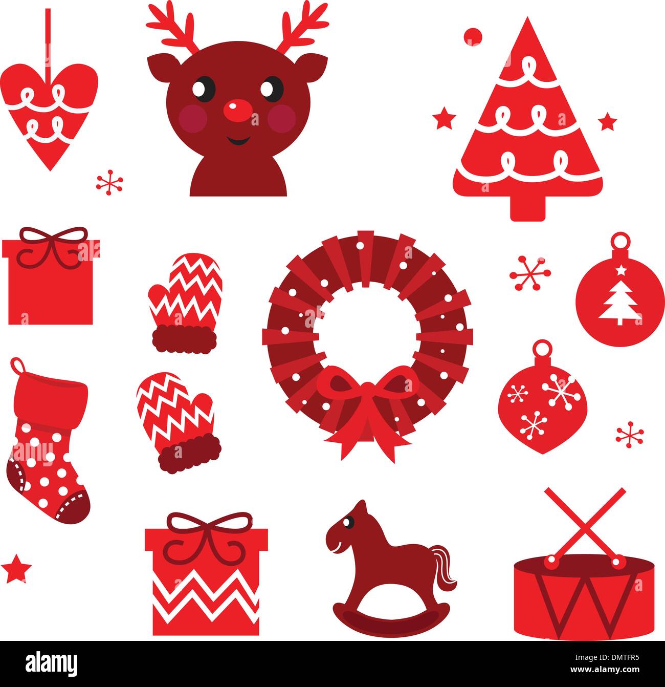 Vector collection d'éléments rétro noël isolated on white Illustration de Vecteur