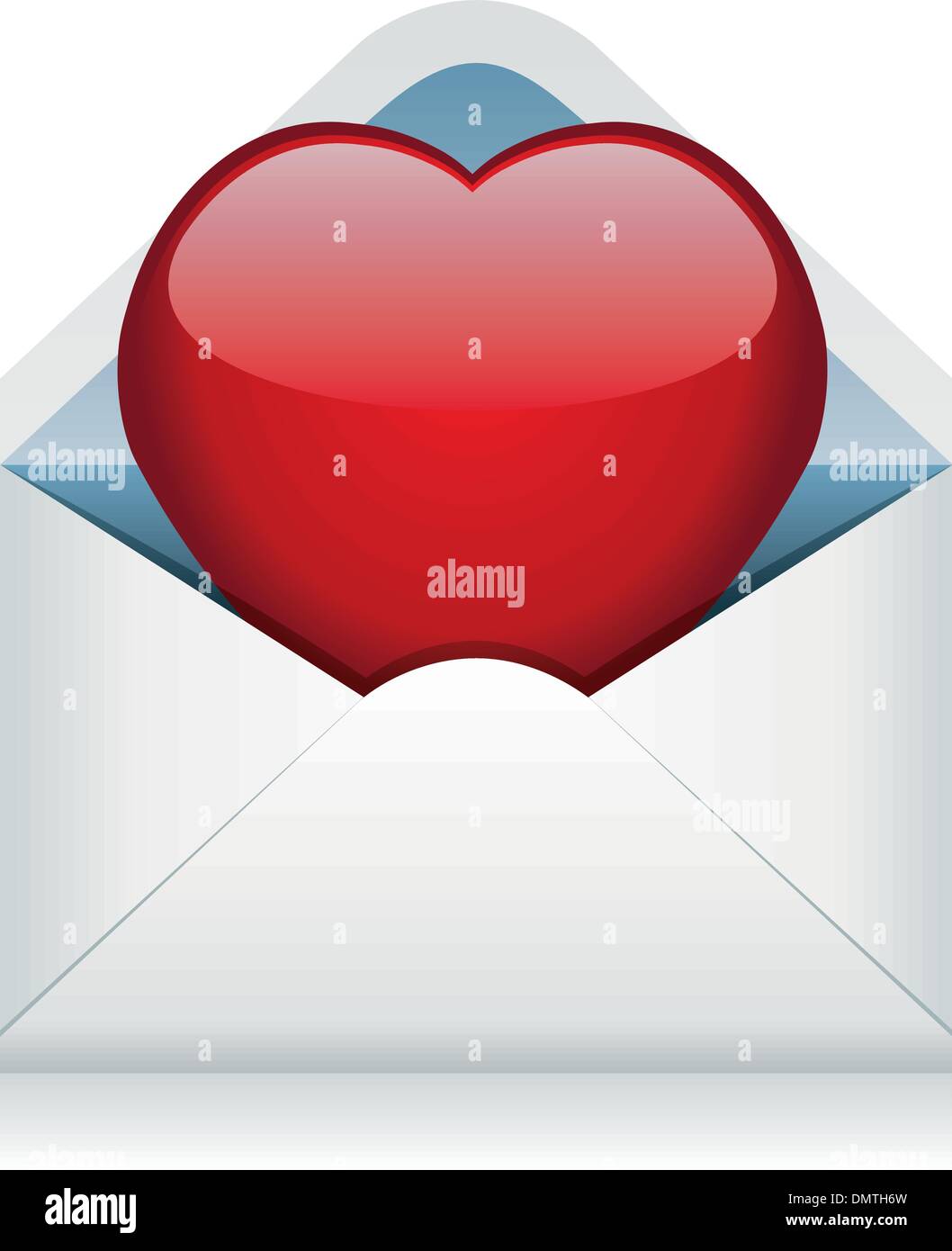 Coeur rouge de vecteur dans l'enveloppe Illustration de Vecteur