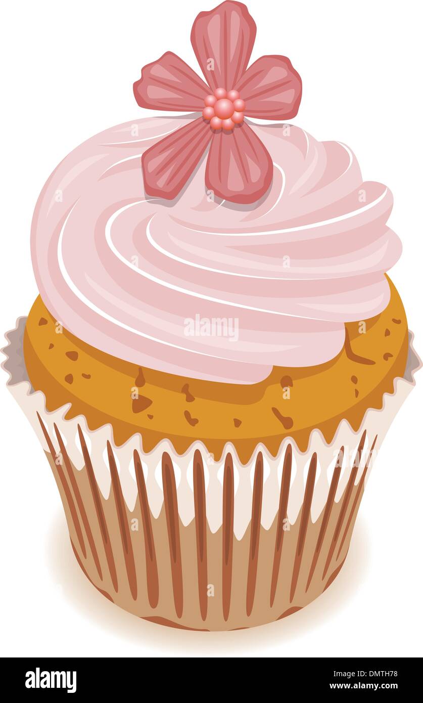 Cupcake vecteur avec une fleur Illustration de Vecteur