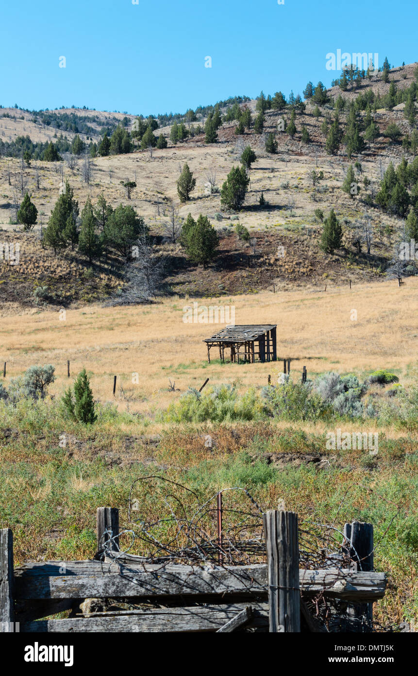 Stock abri dans les collines peintes de l'unité de John Day Fossil jumeaux National Monument Banque D'Images