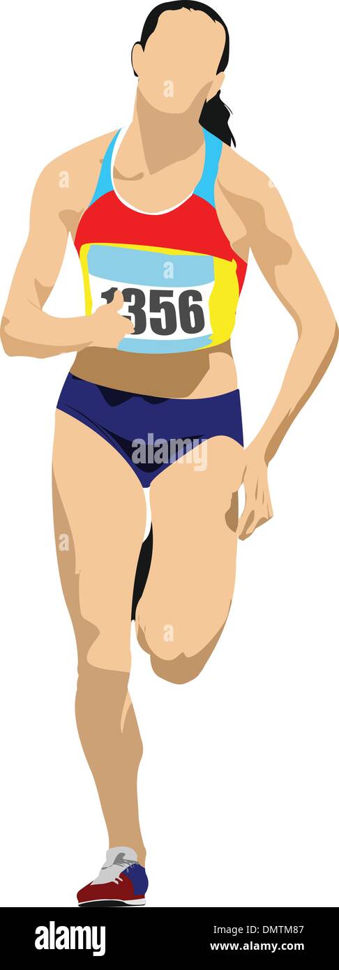 Femme coureur de longue distance. Vector illustration Illustration de Vecteur