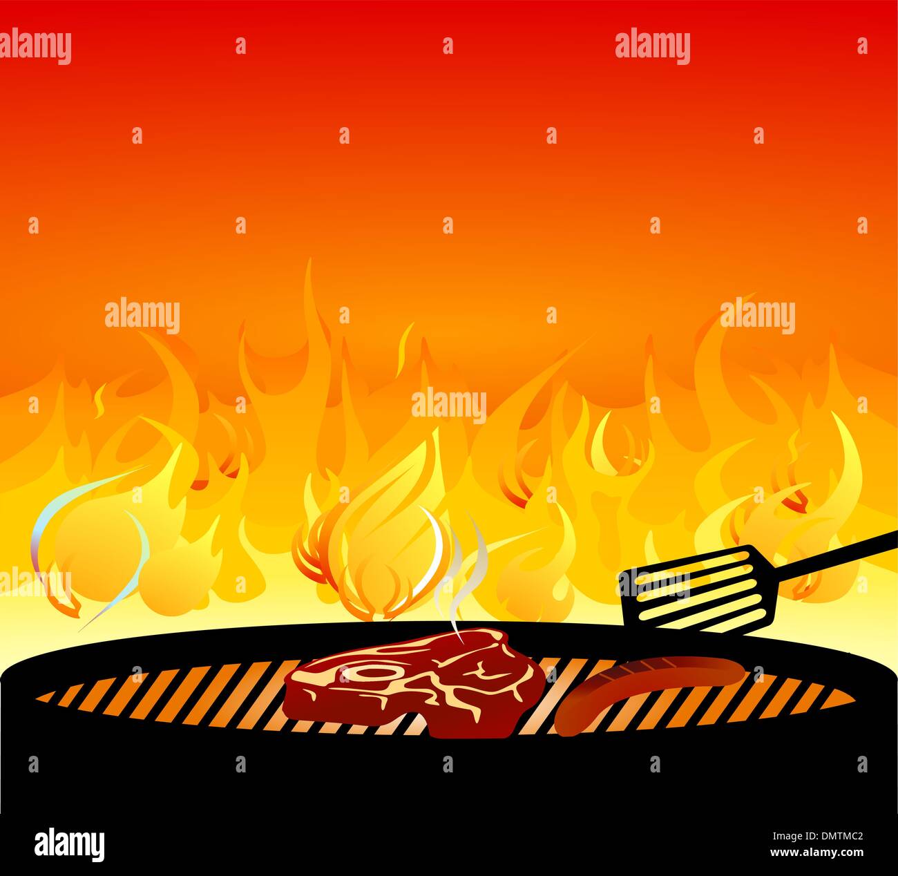 Barbecue grill fire Illustration de Vecteur