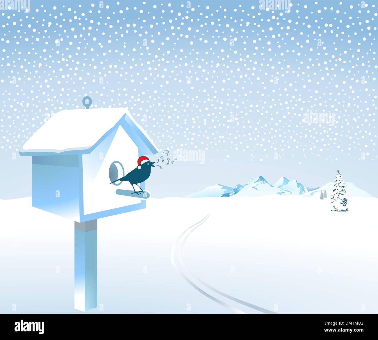 Santa songbird dans la neige Illustration de Vecteur
