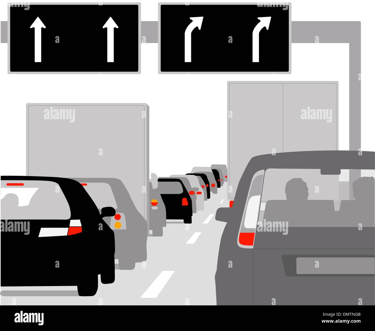 Embouteillage de rangées de voitures Illustration de Vecteur