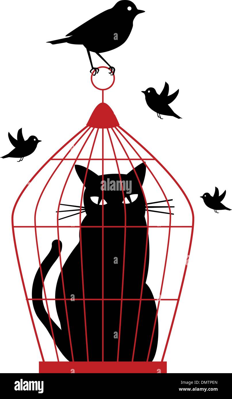 Chat dans la cage, vector Illustration de Vecteur
