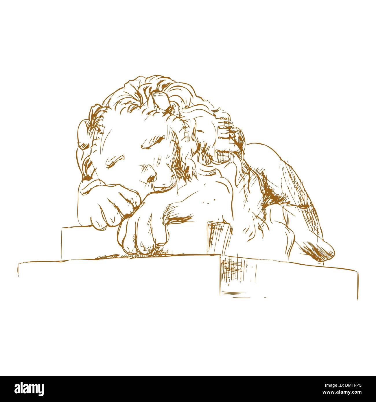 Lion endormi Illustration de Vecteur