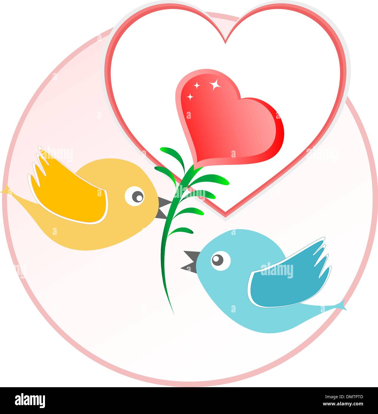 Amour rouge Oiseau avec plus de ballons coeur fond vecteur beige Illustration de Vecteur