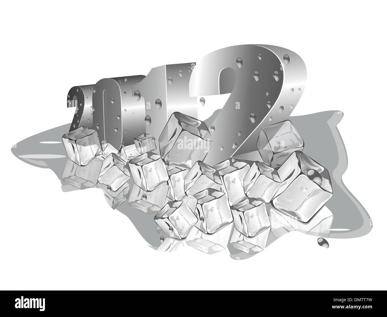 Nouvelle année illustration avec texte 3D, ice cube Illustration de Vecteur