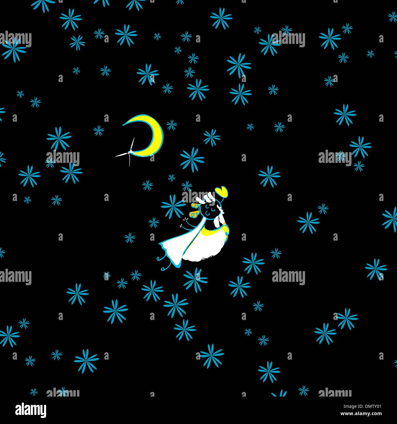 Starry sky angel girl Illustration de Vecteur
