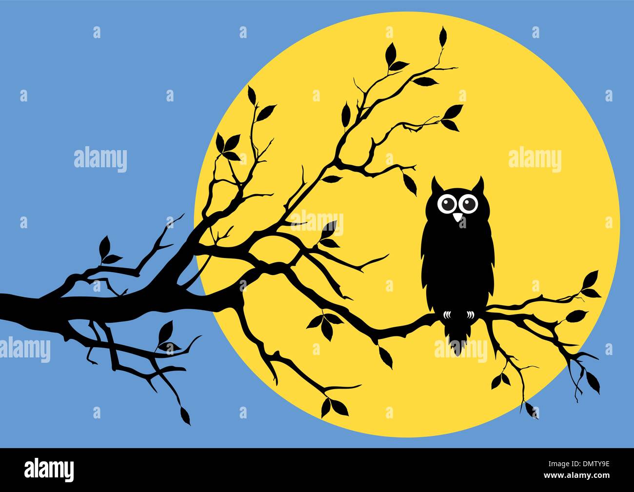 Hibou avec lune, vector Illustration de Vecteur