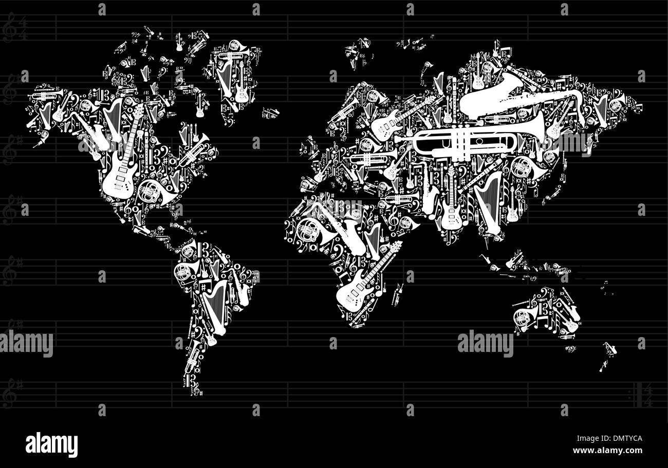 Carte du monde musique Illustration de Vecteur