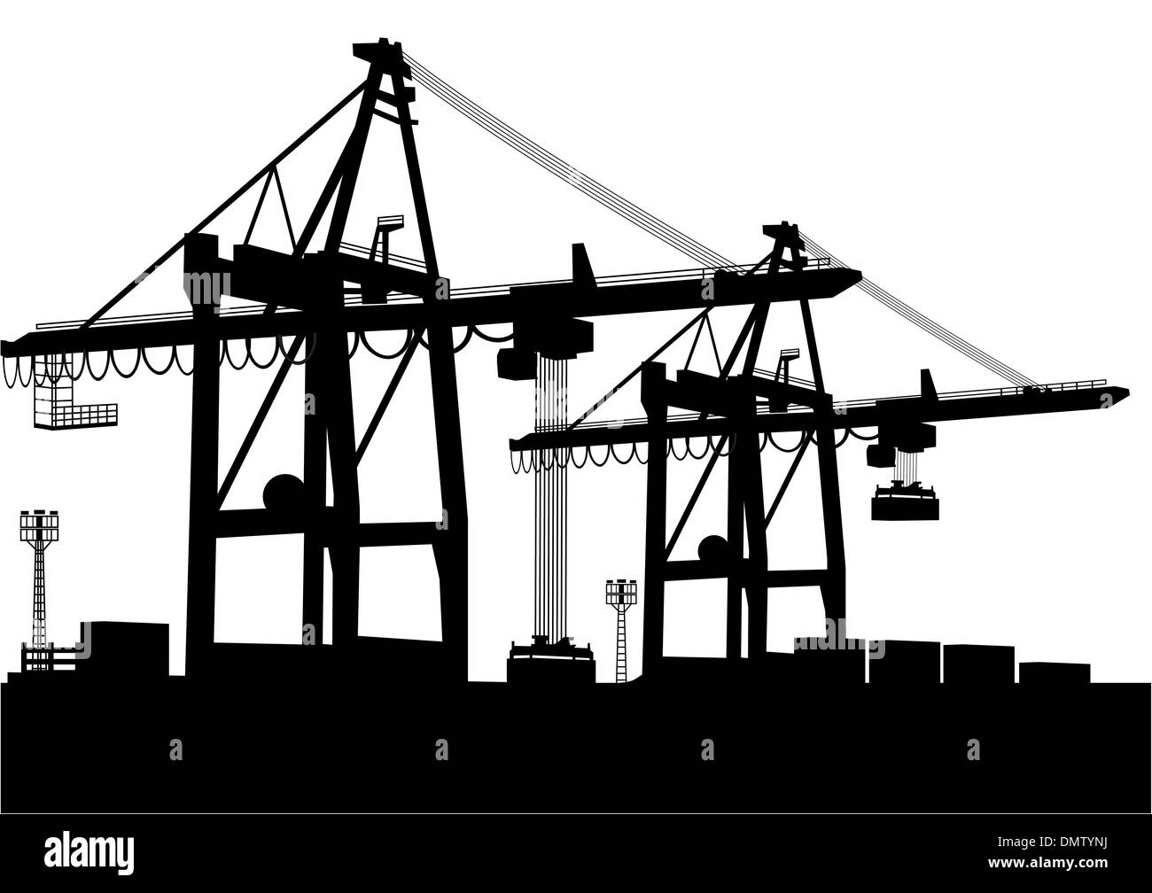 Container-Terminal Illustration de Vecteur