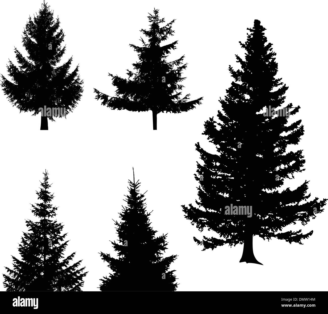 Ensemble d'arbres de Noël, des éléments de conception Illustration de Vecteur