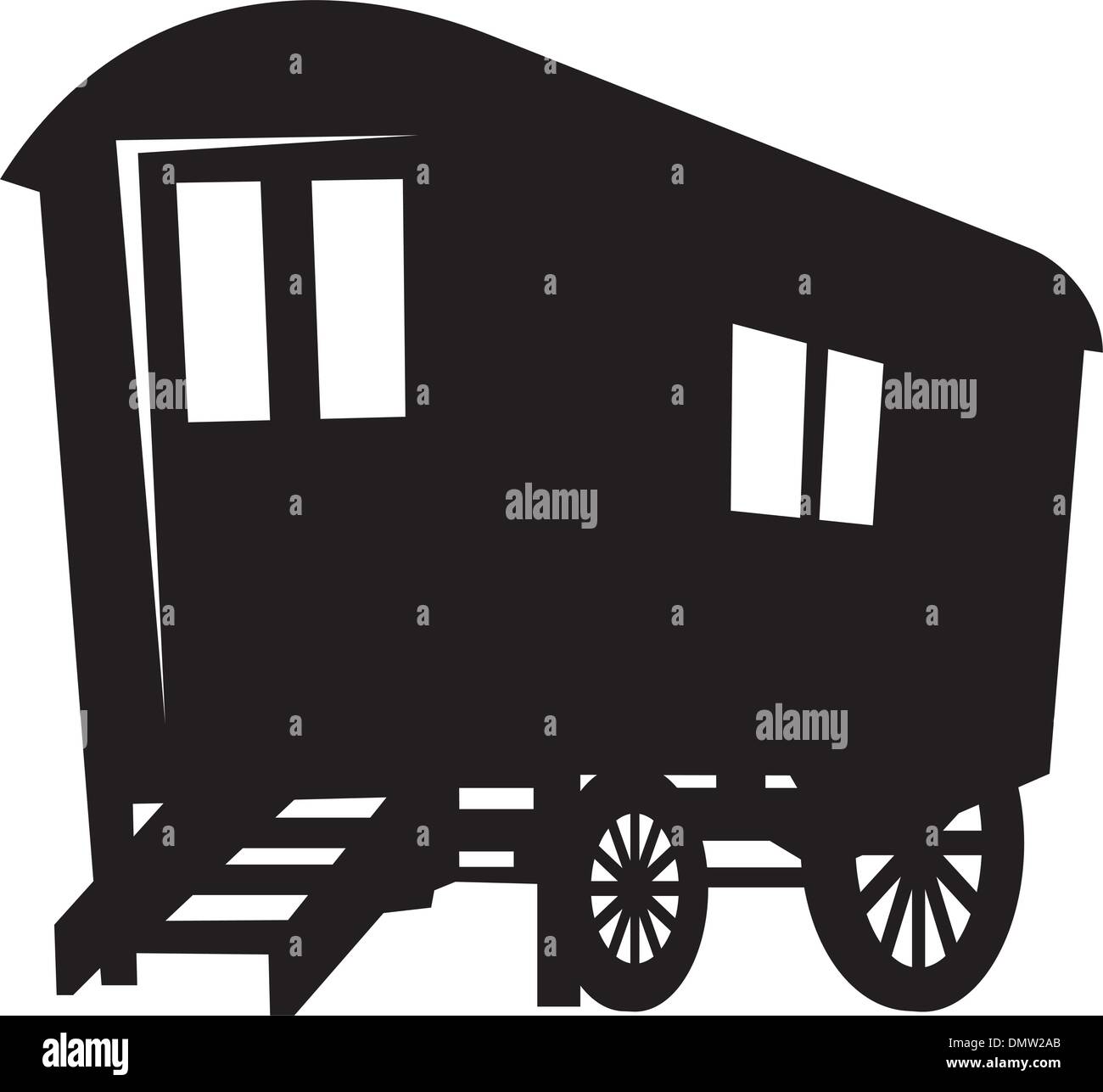 Gypsy Caravan wagon silhouette Illustration de Vecteur