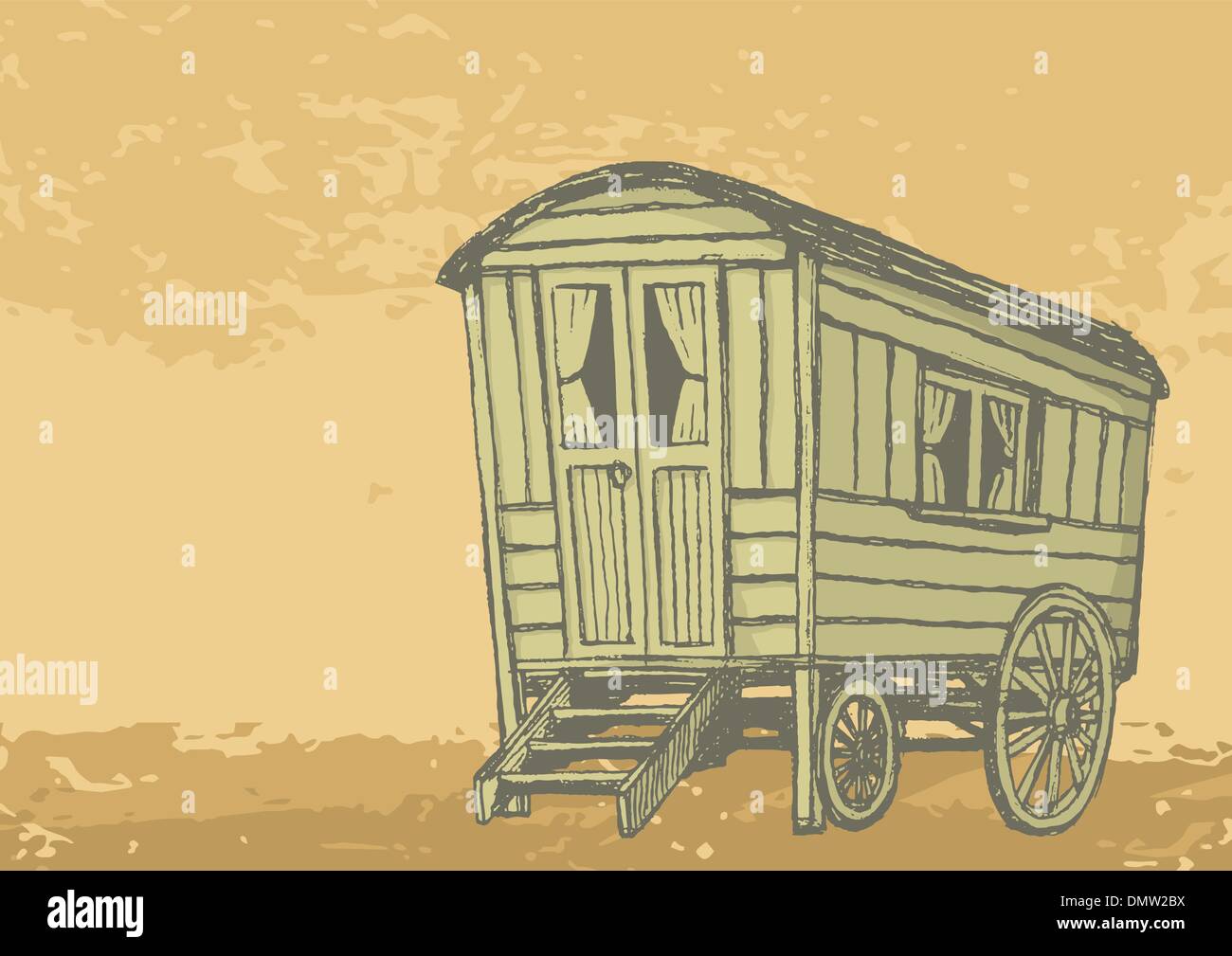 Gypsy Caravan wagon Illustration de Vecteur