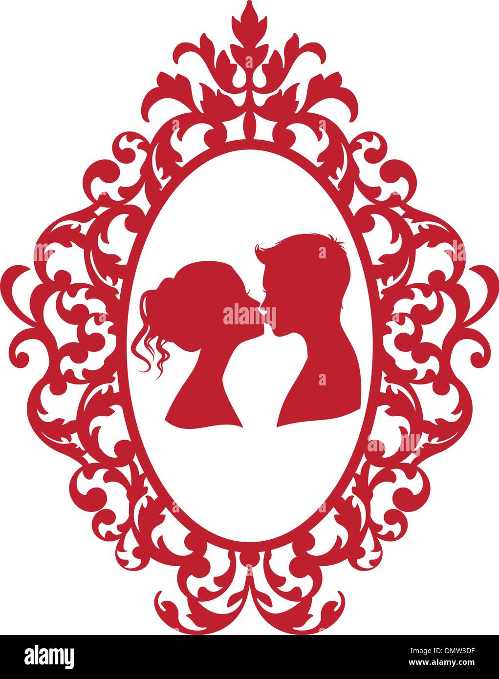 Kissing couple dans l'image, vecteur Illustration de Vecteur