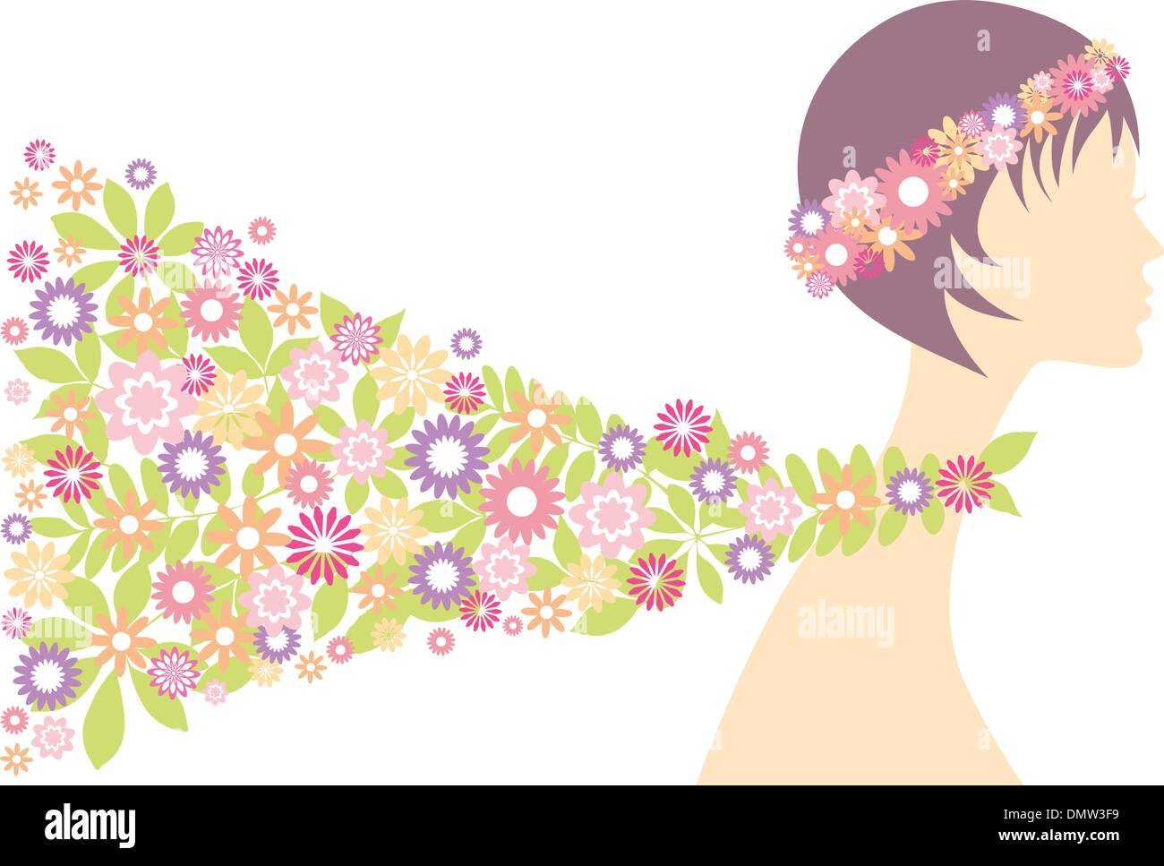 Femme avec fleurs de printemps Illustration de Vecteur