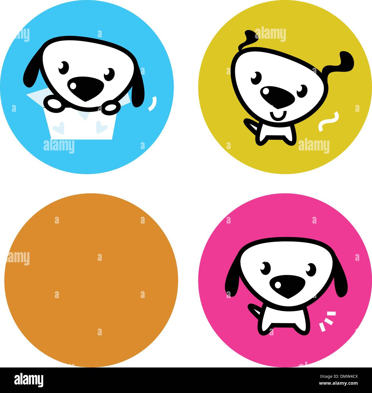 Mignon chien boutons colorés isolated on white Illustration de Vecteur